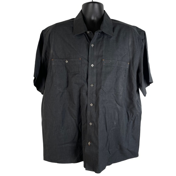 ORVIS Mens Dark Gray Short Sleeve Button Up Shirt XL Polyester Outdoor Casual - Picture 2 of 16